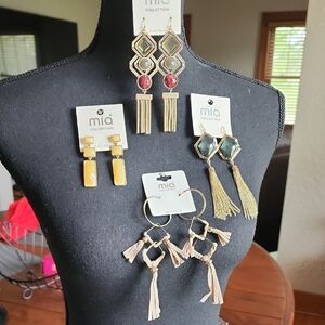 MIA Gold and Red Geometric Earrings